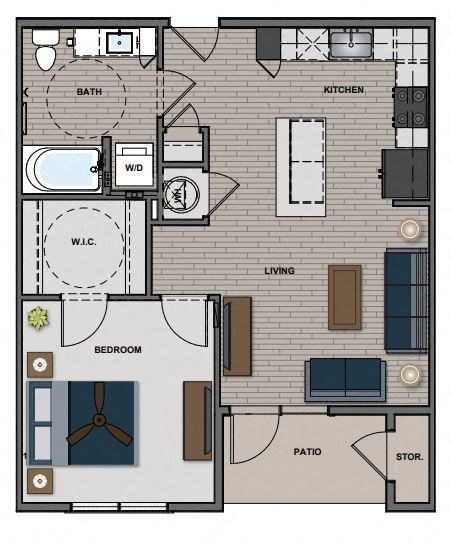 Ford ADA - 1 Bedroom 1 Bath 766 Sq. Ft. Floor Plan at The Edison at Blue Springs, Blue Springs Missouri